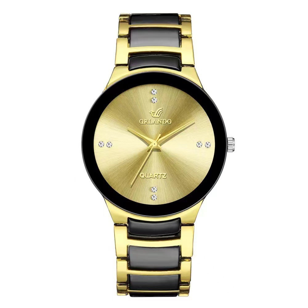 Minimalist Dial Quartz Watch with Steel Band