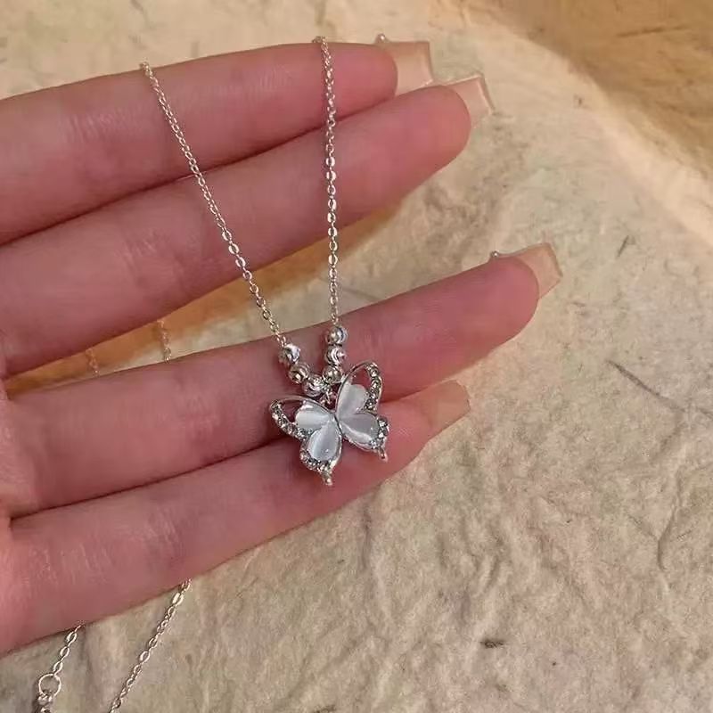 Ice Clear Butterfly Cat's Eye Adjustable Necklace
