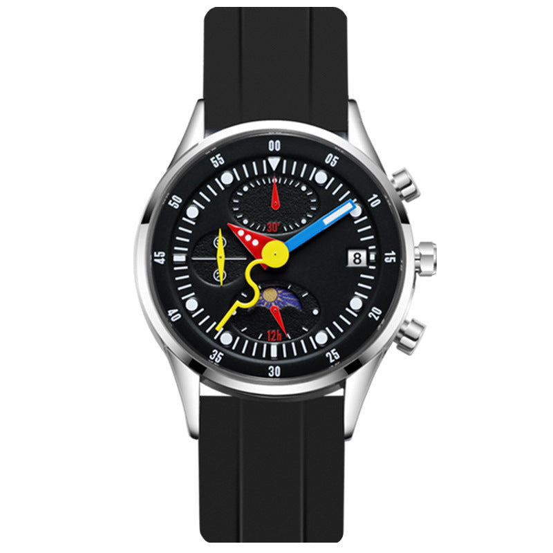 Multifunctional Moon Phase Chronograph Watch for Youth