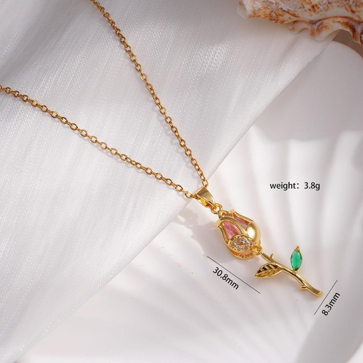 Tulip Zircon Diamond Necklace Titanium Steel Chain