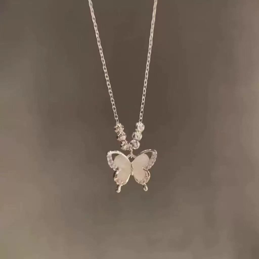 Ice Clear Butterfly Cat's Eye Adjustable Necklace