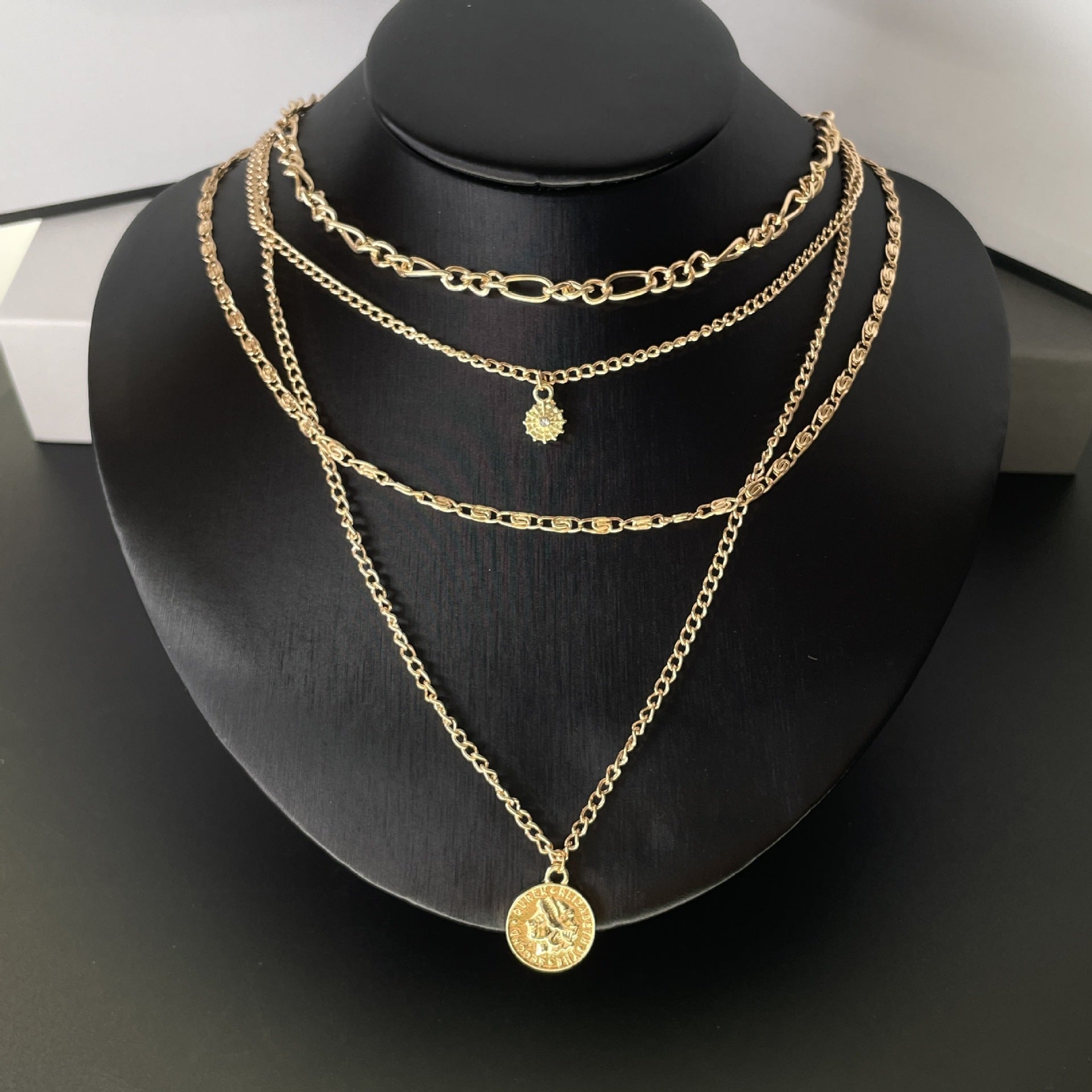 Layered Coin Portrait Necklace