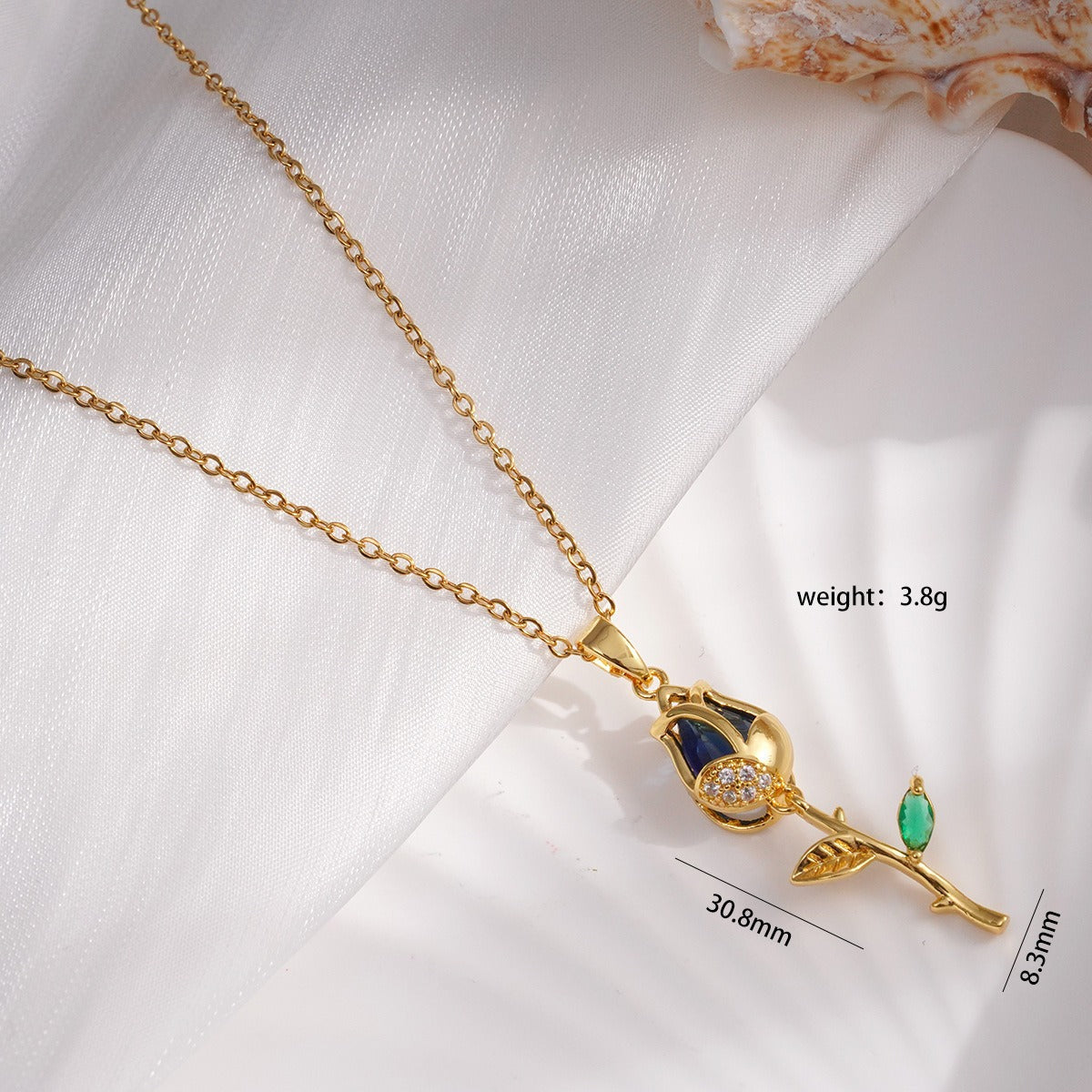 Tulip Zircon Diamond Necklace Titanium Steel Chain