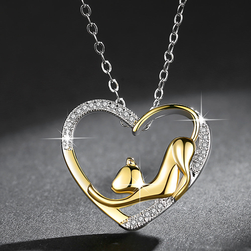 Cat Pendant Gold Plated Necklace